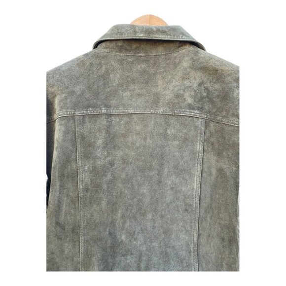 A.M. I. Vintage Women's Green Leather Shacket Button Down Shirt Sz Large - Picture 7 of 12